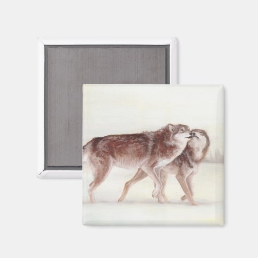 Wolf paar lopen magneet (Voorkant / Achterkant)