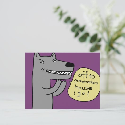 Wolf (paars) briefkaart (Staand voorkant)