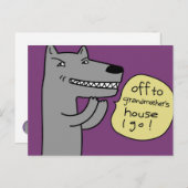 Wolf (paars) briefkaart (Voorkant / Achterkant)