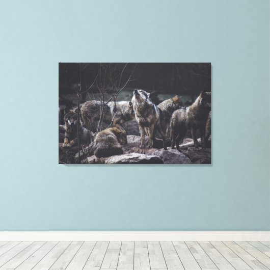 Wolf Pack Canvas Afdruk (Insitu (Houten vloer))
