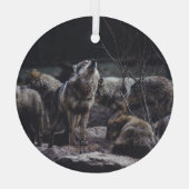 Wolf Pack Glas Ornament (Achterkant)