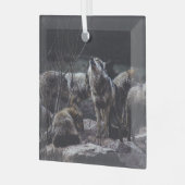 Wolf Pack Glas Ornament (Voorkant links)