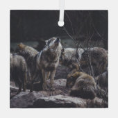 Wolf Pack Glas Ornament (Achterkant)