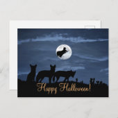 Wolf Pack Happy Halloween Witch Carte postale (Devant / Derrière)