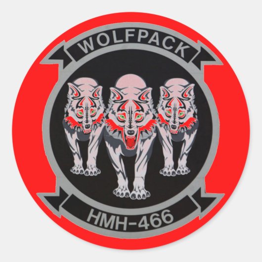 WOLF PACK HMH-466 RONDE STICKER (Voorkant)