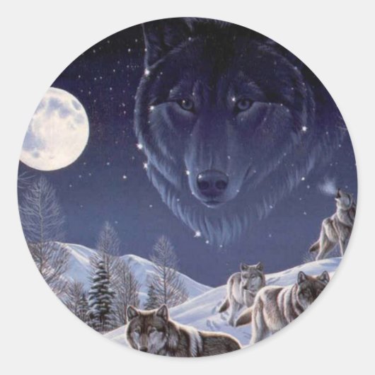 Wolf Pack Ronde Sticker (Voorkant)