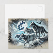 Wolf Pack Running in Moonlight Briefkaart (Voorkant / Achterkant)