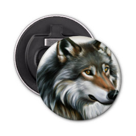 Wolf Painting Button Flesopener