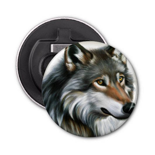 Wolf Painting Button Flesopener (Voorkant)