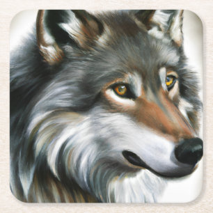 Wolf Painting Vierkante Kartonnen Onderzetter