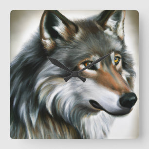 Wolf Painting Vierkante Klok