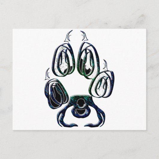 Wolf Paw Print Briefkaart (Voorkant)