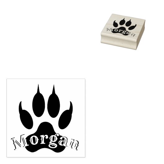 Wolf Paw Print met naam Monogram handtekening Seal Rubberstempel (Gestempeld)