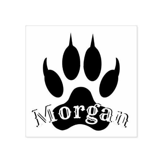 Wolf Paw Print met naam Monogram handtekening Seal Rubberstempel (Afrduk)