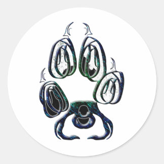 Wolf Paw Print Ronde Sticker
