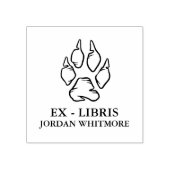 Wolf Pootafdruk Ex Libris Aangepaste Naam Rubberstempel (Afrduk)