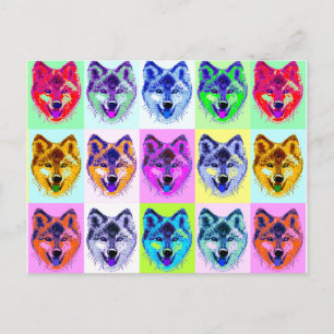 Wolf Pop Art Briefkaart
