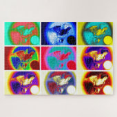 Wolf Pop Art Freedom Blue Night Fullmoon Legpuzzel (Horizontaal)