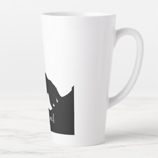 Wolf Pop Art Jouw naam Custom Zwart Wit Latte Mok (Rechts)