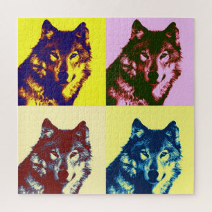 Wolf Pop Art - Wilde dieren Kunst Legpuzzel