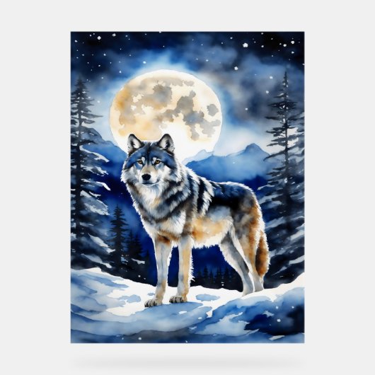 Wolf Portrait Acryl Bord (Voorkant)