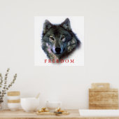 Wolf Portrait Carré Freedom Poster Imprimer (Cuisine)