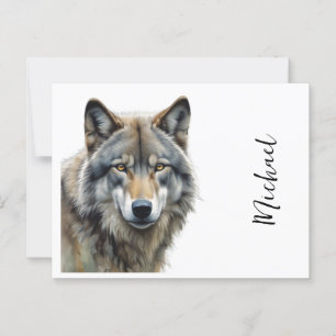 Wolf Portrait Jouw naam Custom Handschrift Briefkaart