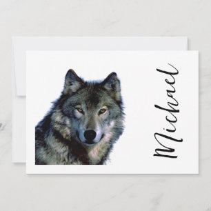 Wolf Portrait Jouw naam Custom Handschrift Feestdagenkaart
