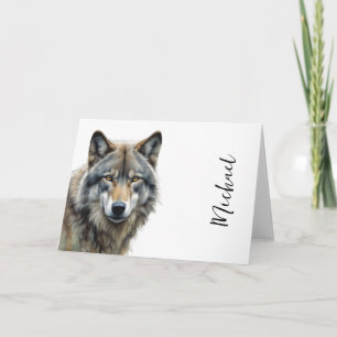 Wolf Portrait Jouw naam Custom Handschrift Kaart