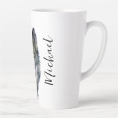 Wolf Portrait Jouw naam Custom Handschrift Latte Mok (Rechts)