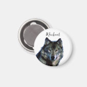 Wolf Portrait Jouw naam Custom Handschrift Magneet (Voorkant / Achterkant)