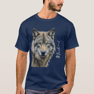 Wolf Portrait Jouw naam Custom Handschrift T-shirt