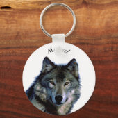 Wolf Portrait Jouw naam Custom Sleutelhanger (Voorkant)