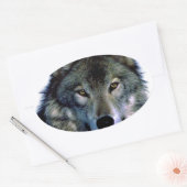 Wolf Portrait Ovale Sticker (Envelop)