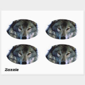 Wolf Portrait Ovale Sticker (Vel)