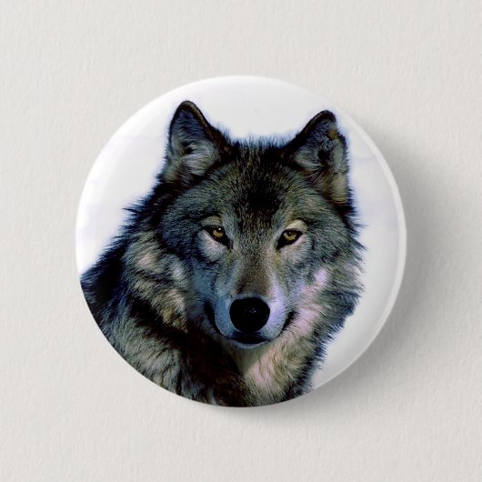 Wolf Portrait Ronde Button 5,7 Cm (Voorkant)