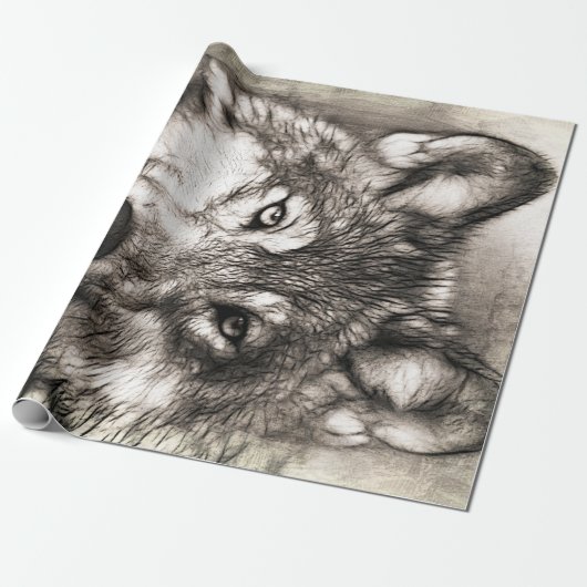 Wolf portret cadeaupapier (Uitgerold)