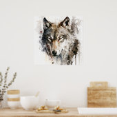 Wolf Portret Dier Schilderen Wildlife Forest Poster (Keuken)