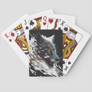 Wolf Portret Dierenschilderij Wildlife Avontuur Pokerkaarten
