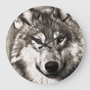 Wolf portret grote klok