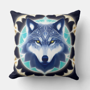 Wolf Portret met Intens Gouden Ogen Kussen