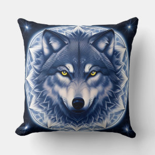 Wolf Portret met Intens Gouden Ogen Kussen