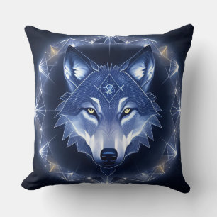 Wolf Portret met Intens Gouden Ogen Kussen
