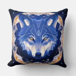 Wolf Portret met Intens Gouden Ogen Kussen