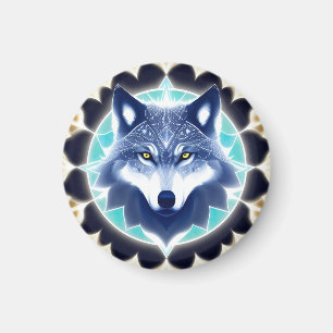 Wolf Portret met Intens Gouden Ogen Magneet