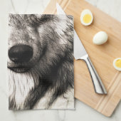 Wolf portret theedoek (Quarter Fold)