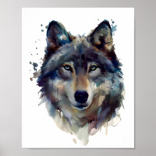 Wolf Portret Waterverf Illustratie Poster