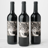 Wolf portret wijn etiket (Flessen)