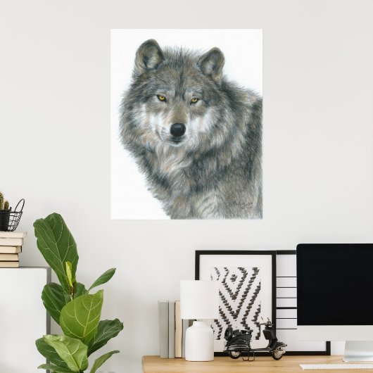Wolf Poster door kunstenaar Carla Kurt (Thuiskantoor)