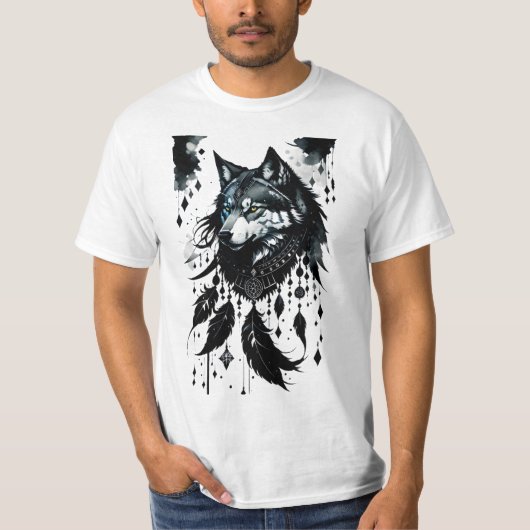 Wolf, Predator, Dreamcatcher, Amulet, Talisman T-shirt (Voorkant)